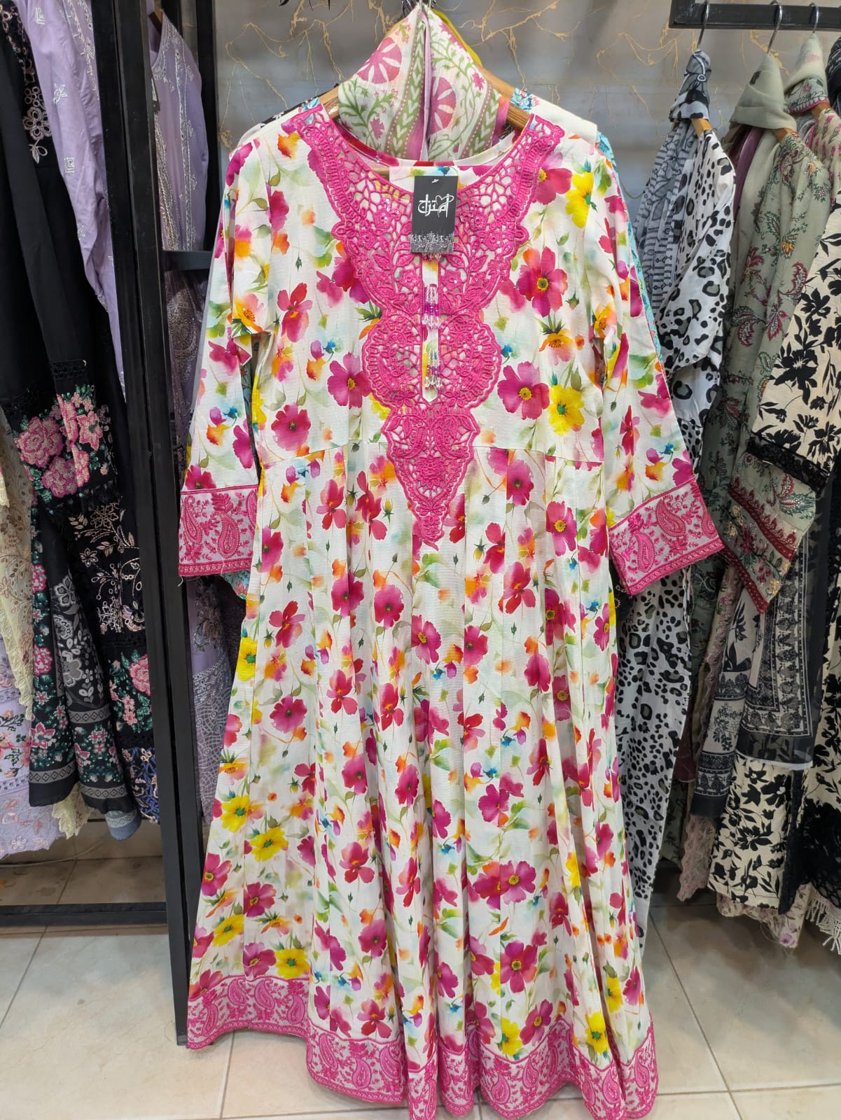 Embroidered frock 3pc