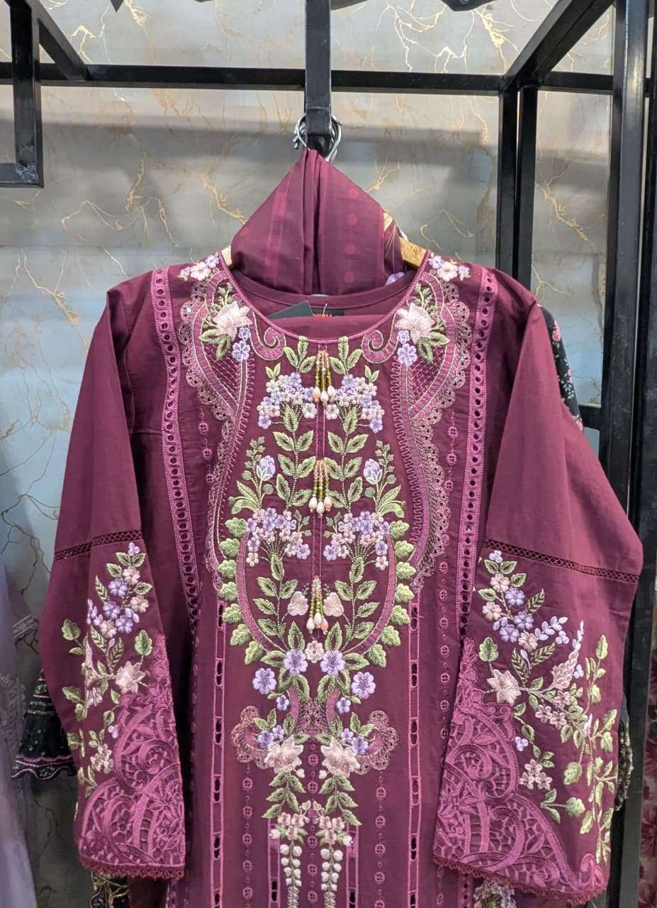 Winter Cotton Embroidered Stitch 3pc