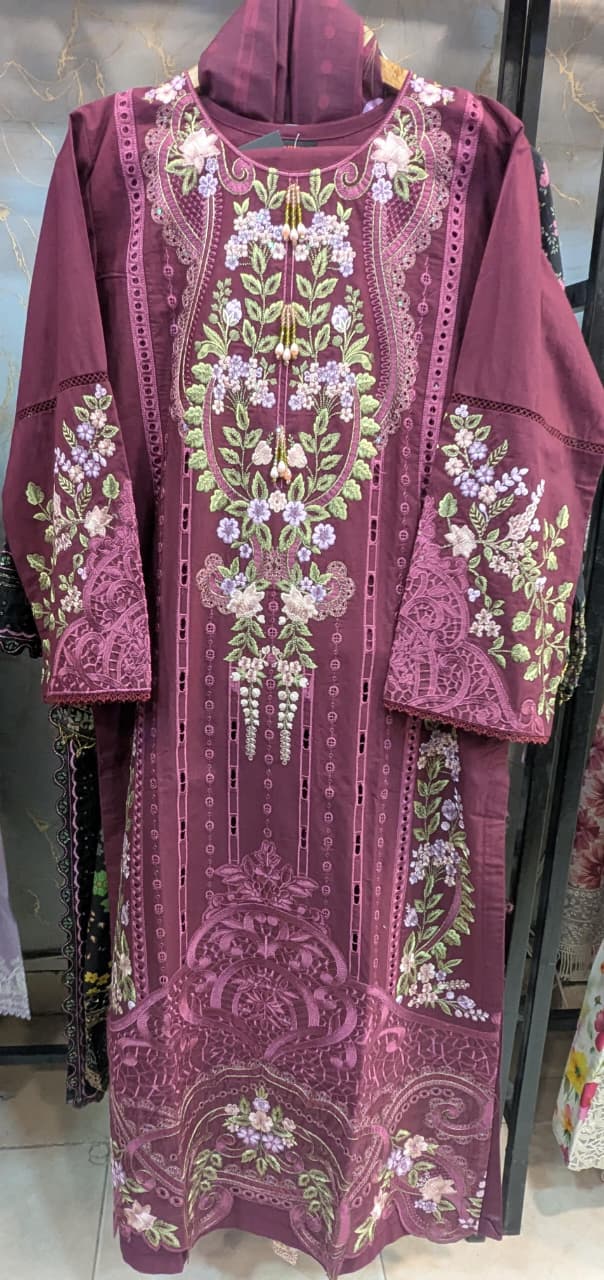 Winter Cotton Embroidered Stitch 3pc