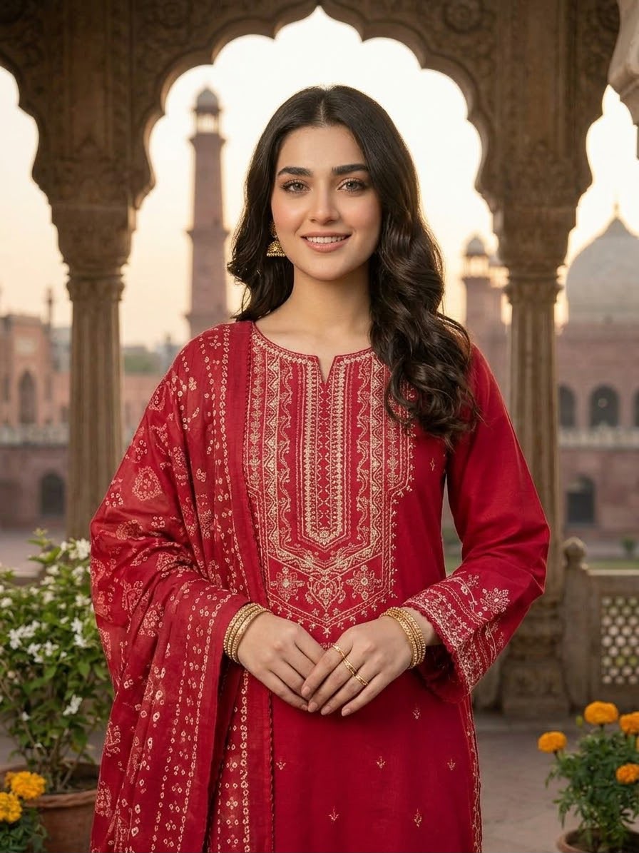 Winter Cotton Embroidered Stitch 3pc